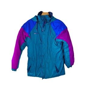 VTG 90s Retro Colorblock Columbia Bugaboo Purp Blue Ski Snow jacket Women’s SZ M